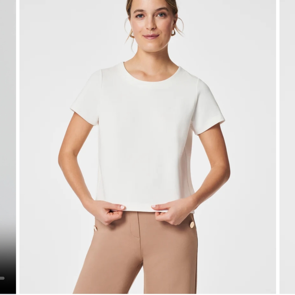 Women's White Short Sleeve Top